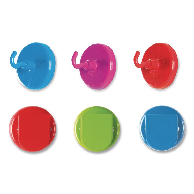 LEARNING RESOURCES Super Strong Magnetic Clips and Hooks, Small, 1.5" Diameter, Assorted Colors, 3 Clips/3 Hooks (LRNLER2691)