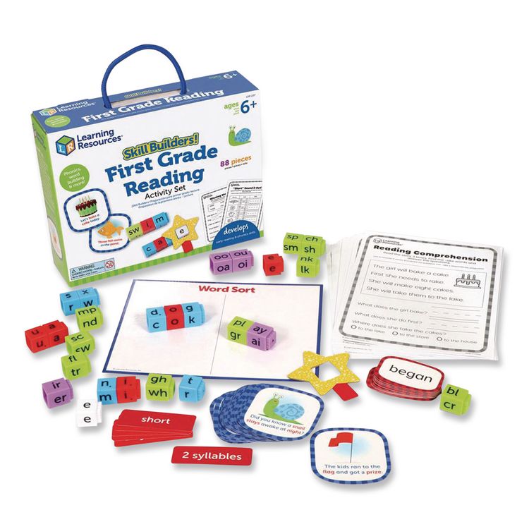 LEARNING RESOURCES Skill Builders! First Grade Reading Activity Set, Grade 1, 88 Pieces (LRNLER1237)