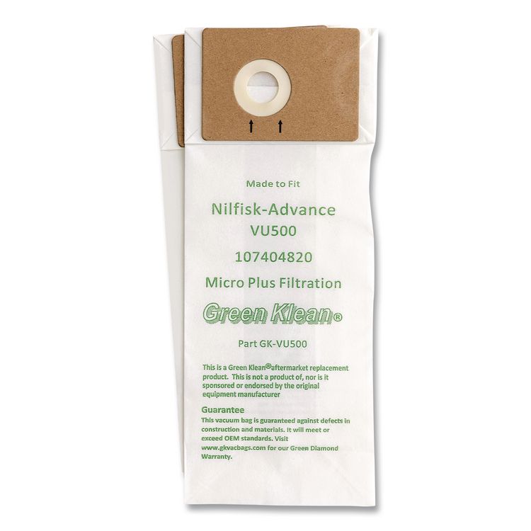 GREEN KLEAN GK-VU500 Replacement Bag, 10 Bags/Pack, 10 Packs/Carton (GRKGKVU500)