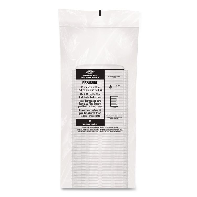 DART Dome Covers and Lids, For 28 oz Container, 6.75 x 9.5 x 1.83, Clear, 300/Carton (DCCPP28BBDL)