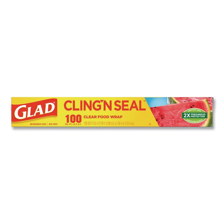 CLOROX SALES CO. Cling'N Seal Plastic Food Wrap, 12" x 33.3 yd, 100 sq ft Roll, 16 Rolls/Carton (CLO60684)