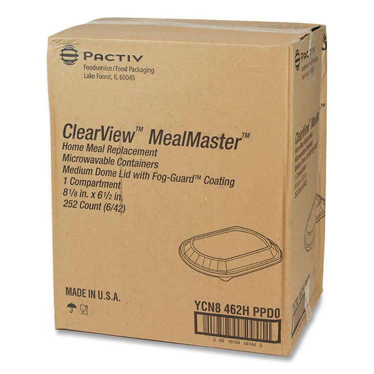 PACTIV EVERGREEN CORPORATION Clearview MealMaster Rectangle Container Dome, 8.12 x 6.5 x 1, Clear, 252/Carton (PCTYCN8462HPPD)