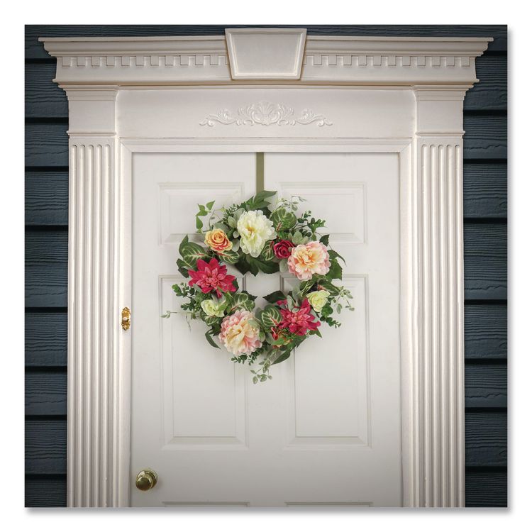 NATIONAL TREE COMPANY Mixed Garden Flowers Spring Wreath, 22" Diameter x 5"h, Pink (NTTDL8765F22217)