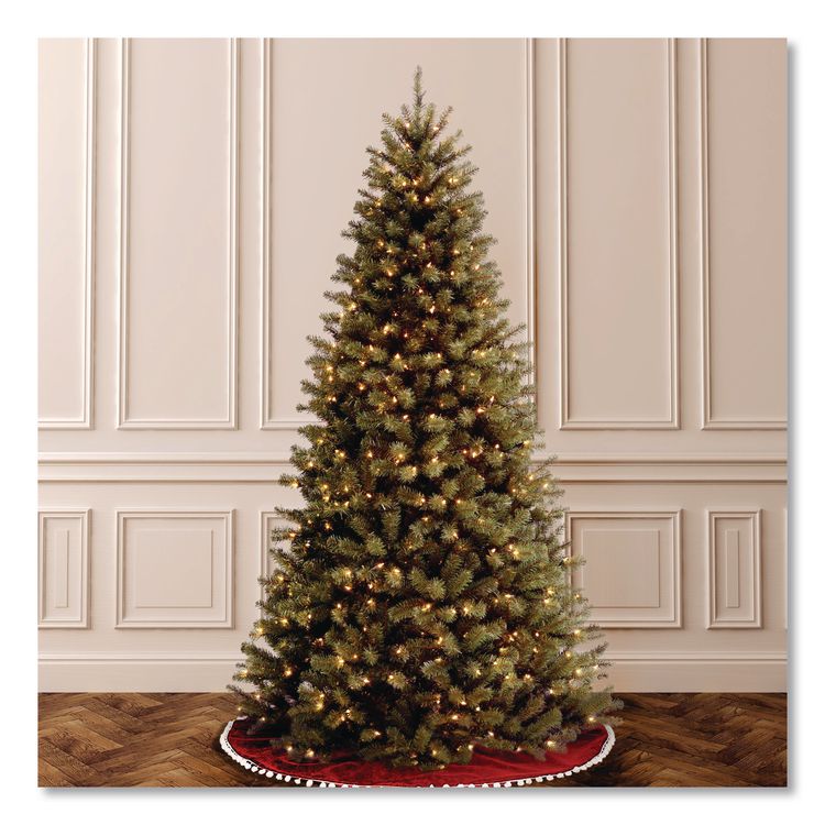 NATIONAL TREE COMPANY Pre-Lit North Valley Spruce Tree, 39" x 39" x 72", Green Tree, Green Tree Stand (NTTNRV730060)