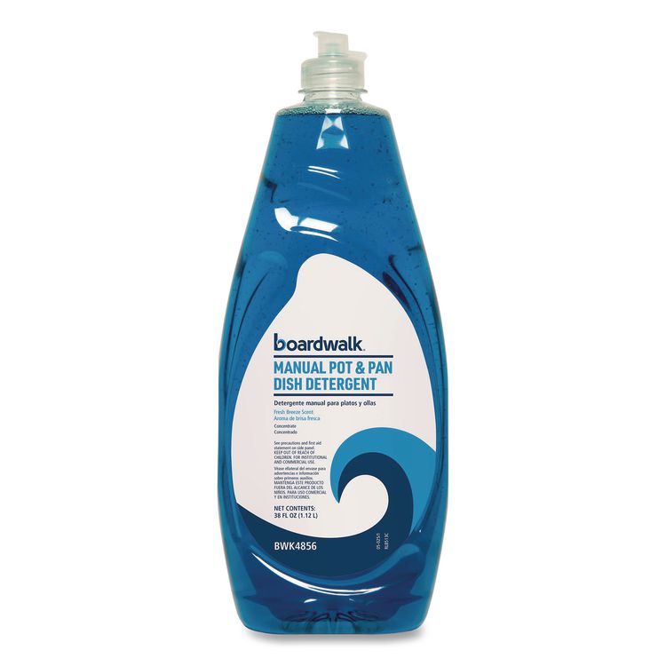 BOARDWALK Manual Pot and Pan Dish Detergent, Fresh Breeze Scent, 38 oz Bottle, 8/Carton (BWK4856)