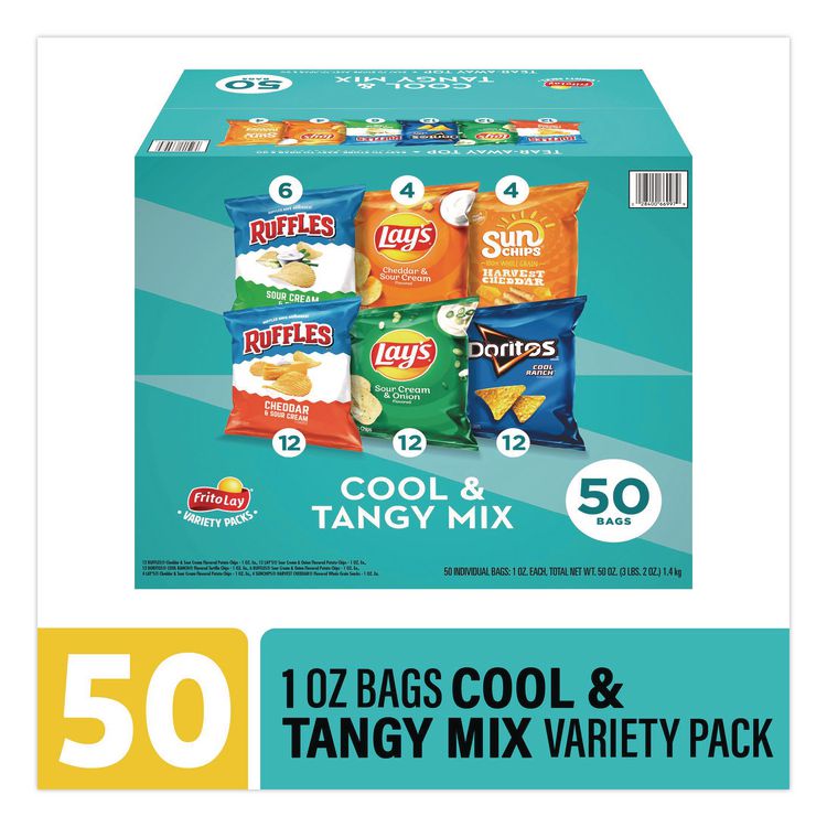 FRITO-LAY, . Cool and Tangy Mix Variety Pack, Assorted Flavors, 1 oz Bags, 50 Bags/Carton (GRR22002669)