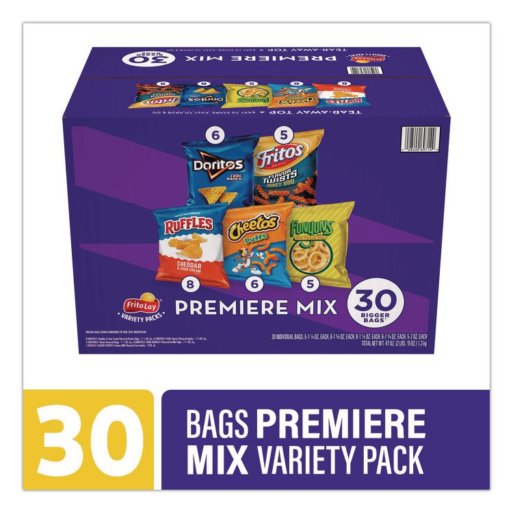 FRITO-LAY, . Premiere Mix Variety Pack, Assorted Flavors, Assorted Sizes, 30 Bags/Carton (GRR22002670)