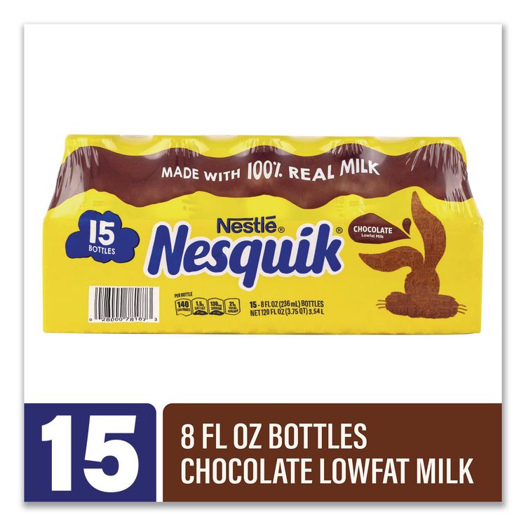 NESTLE Nesquik Chocolate Lowfat Milk, 8 oz Bottle,  15/Carton (GRR22002681)