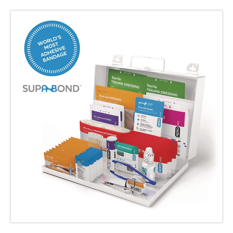 AERO HEALTHCARE 25 Series All Purpose First Aid Kit, 180 Pieces, Metal Case (AOHAK25T)
