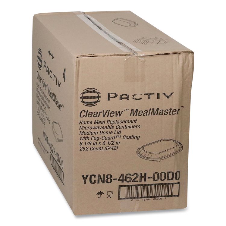 PACTIV EVERGREEN CORPORATION ClearView MealMaster Lid with Fog Gard Coating, 8.13 x 6.5 x 1, Clear, 252/Carton (PCTYCN8462H00D0)