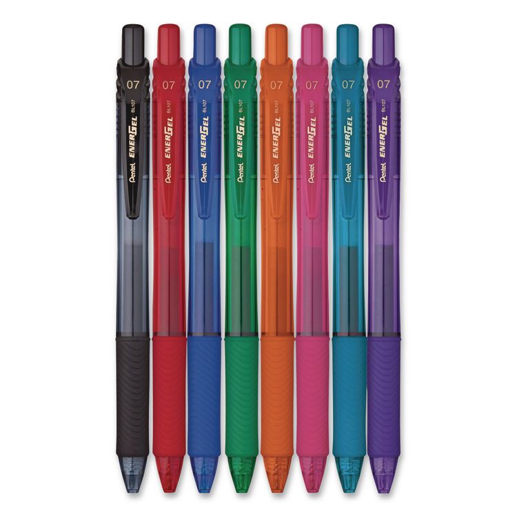 PENTEL OF AMERICA EnerGel X Gel Pen, Retractable, Medium 0.7 mm, Assorted Ink and Barrel Colors, 8/Pack (PENBL107CRBP8M)