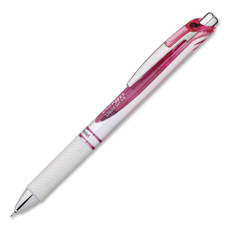 PENTEL OF AMERICA EnerGel Pearl Deluxe Pink Special Edition Liquid Gel Pen, Retractable, Fine 0.5mm, Black Ink, White Pearl/Pink Barrel, 2/Pack (PENBLN75WBP2PA)