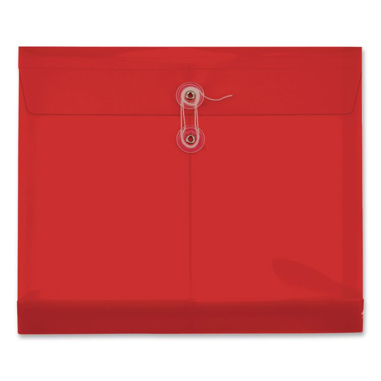 TOPS BUSINESS FORMS Premium Plastic Document File, 1.25" Expansion, 1 Section, String and Button Closure, Letter Size, Red, 5/Pack (PFX84527GW)