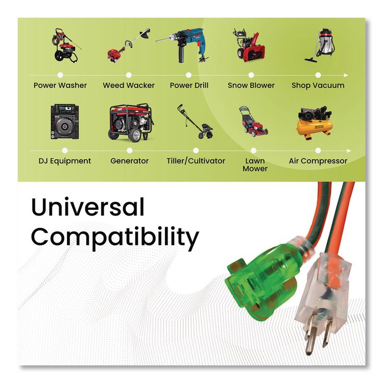 GOGREEN POWER 12 AWG Lighted End Heavy-Duty Extension Cord, 100 ft, 15 A, Orange/Black (GGPGG14000)