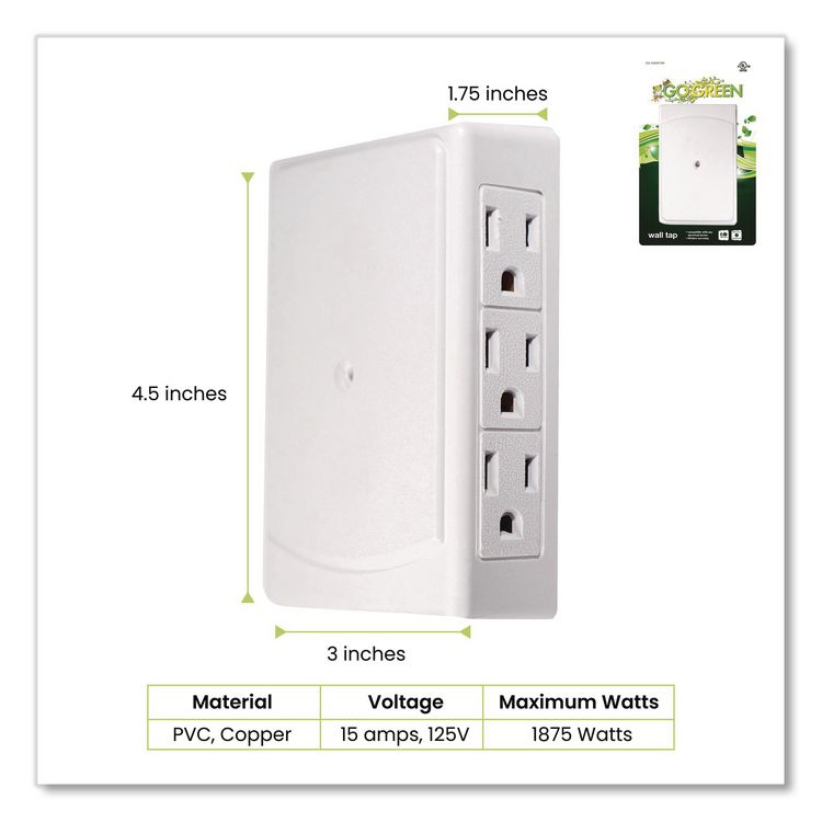 GOGREEN POWER 6 Outlet Side Mount Wall Tap, White (GGPGG16000TSM)