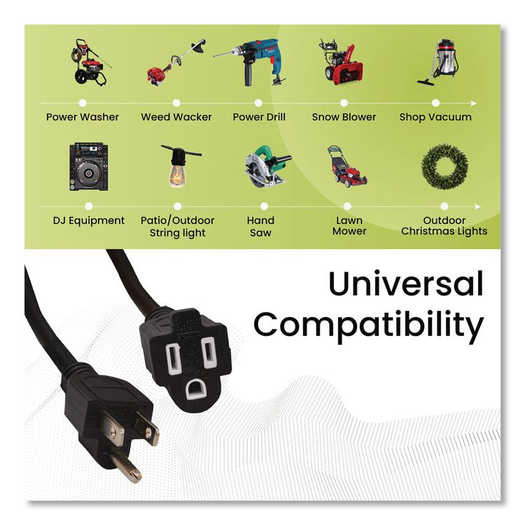 GOGREEN POWER 16 AWG Outdoor Extension Cord, 50 ft, 13 A,  Black (GGPGG13750BK)