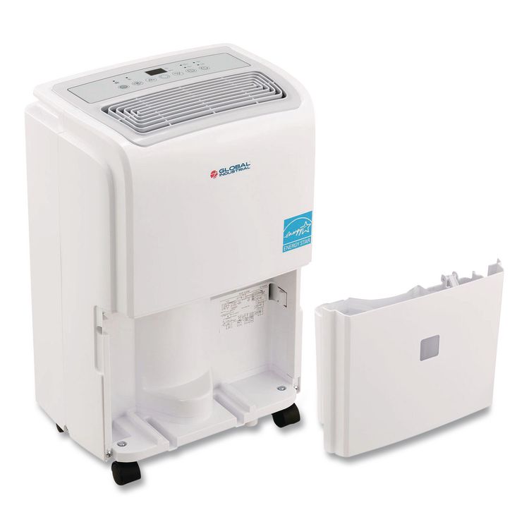 GLOBAL INDUSTRIAL Portable Dehumidifier with Pump and Wi-Fi, 11.62 x 11.62 x 24.81, White (GBE246735)