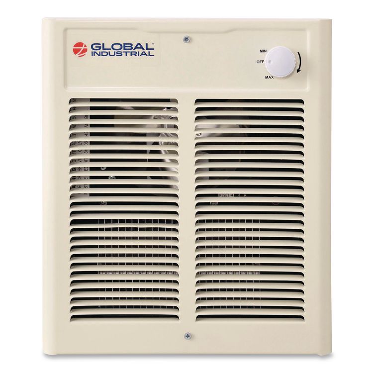 GLOBAL INDUSTRIAL Fan Forced Wall Heater, Shaded Pole Motor, 1,500 W, 10.63 x 4.75 x 12.25, White (GBE246744)