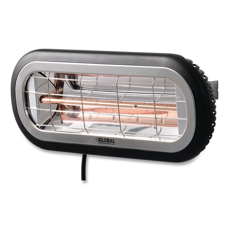 GLOBAL INDUSTRIAL Infrared Patio Heater Low Glare, 1,500 W, 3 x 7 x 7.5, Black (GBE246721)