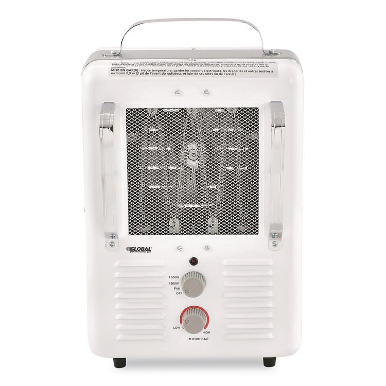 GLOBAL INDUSTRIAL Portable Milkhouse Style Electric Heater, 1,500 W, 8 x 10.25 x 15.75, White (GBE246098)