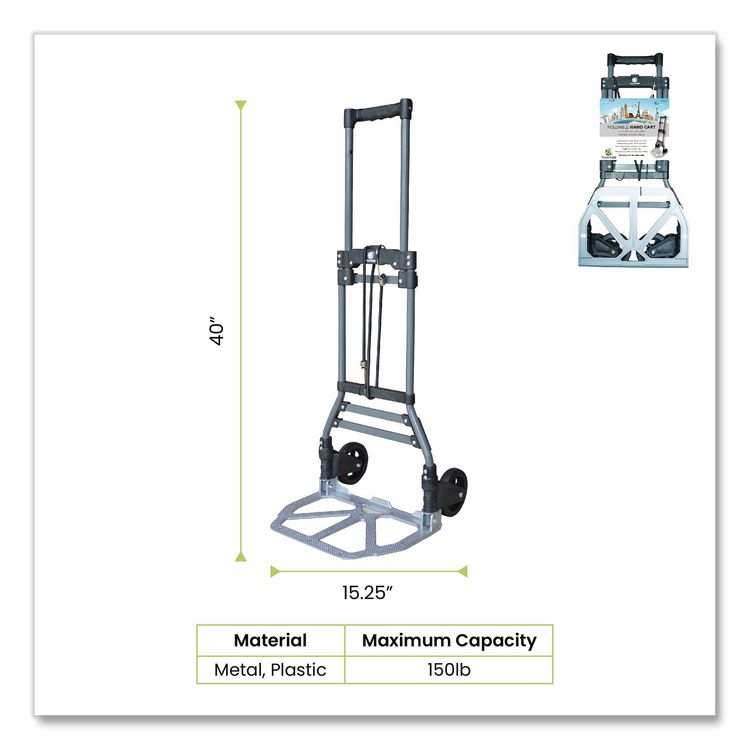 GOGREEN POWER Luggage Cart ,150 lbs Capacity, 40 x 15.25 x 16.5, Gray (GGPTR1800)
