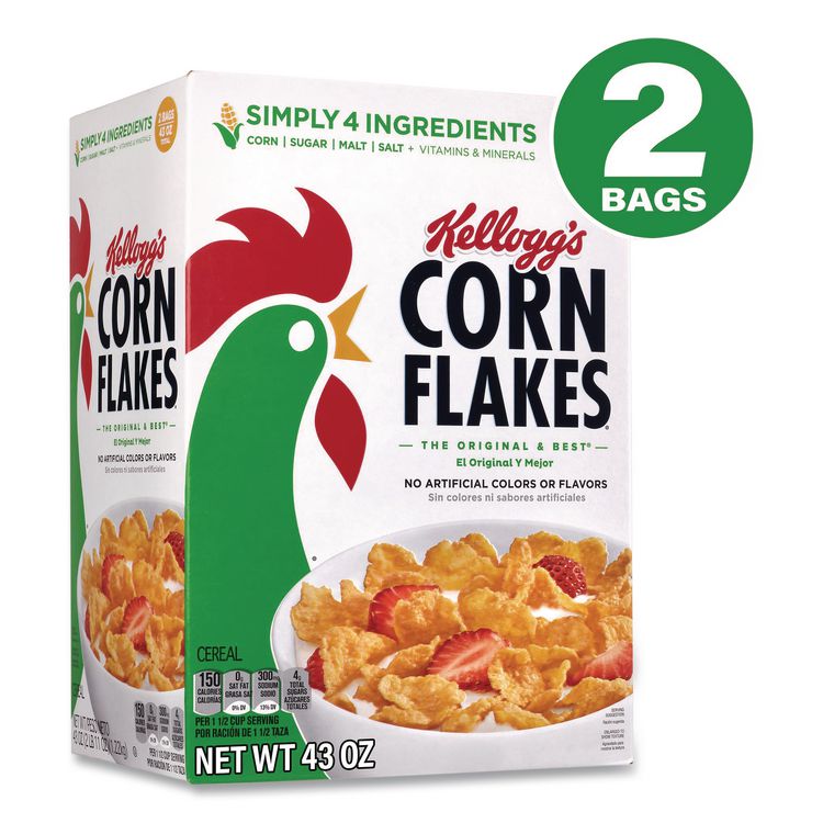 KELLOGG'S Corn Flakes Cereal, 2 Bags/Box, 43 oz Box (GRR22002626)