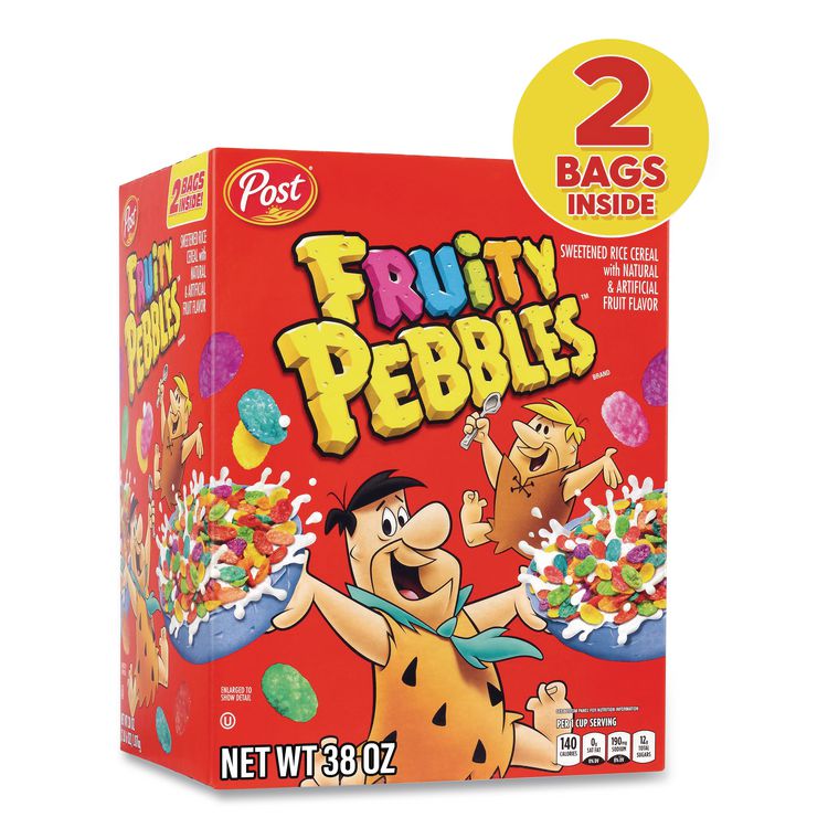 POST HOLDINGS Fruity Pebbles Crispy Rice Cereal, 2 Bags/Box, 38 oz Box (GRR22002627)