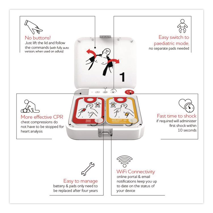 AERO HEALTHCARE LIFEPAK CR2 Wi-Fi Defibrillator, Fully Automatic, English/Spanish, Handle (AOH99512001268)