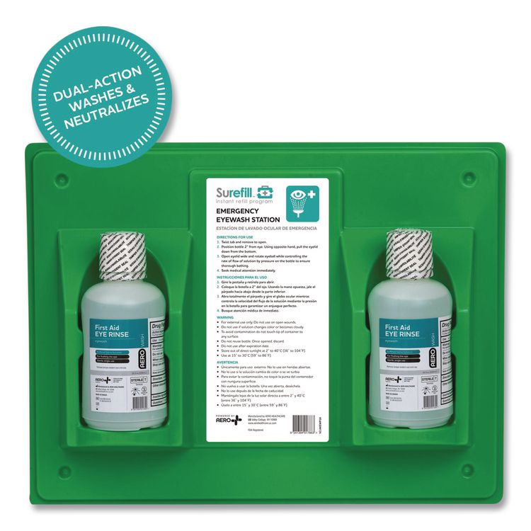 AERO HEALTHCARE Emergency Eyewash Station, 16 oz Bottle, 2 Bottles/Station (AOHAKEWP16US)