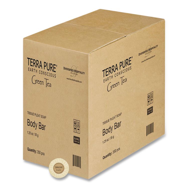 DIVERSIFIED HOSPITALITY SOLUTIONS, LTD. Terra Pure Cleansing Bar, Green Tea Lemongrass, 1.25 oz, 350/Carton (DHS002058)