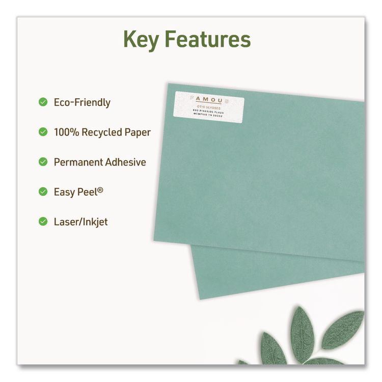 AVERY PRODUCTS CORPORATION EcoFriendly Recycled Return Address Labels, Inkjet/Laser, 0.66 x 1.75, White, 60/Sheet, 10 Sheets/Pack (AVE48806)
