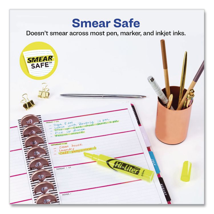 AVERY PRODUCTS CORPORATION HI-LITER Desk-Style Highlighters, Yellow Ink, Chisel Tip, Yellow Barrel, Dozen (AVE98035DZ)