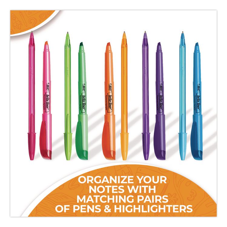 BIC CORP. Plan It Sets Ballpoint Pen and Highlighter Pack, Assorted Colors, (5) Highlighters, (5) Pens (BICWMSBL10AST)