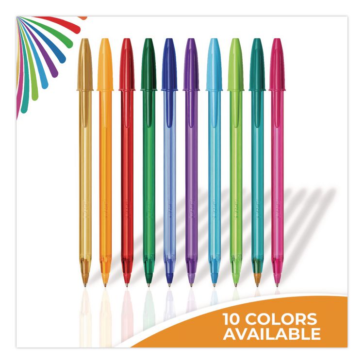 BIC CORP. Color Cues Cristal Xtra Smooth Ballpoint Pen, Stick, Medium 1.2 mm, Assorted Ink and Barrel Colors, 60/Box (BICWMSUA60AST)