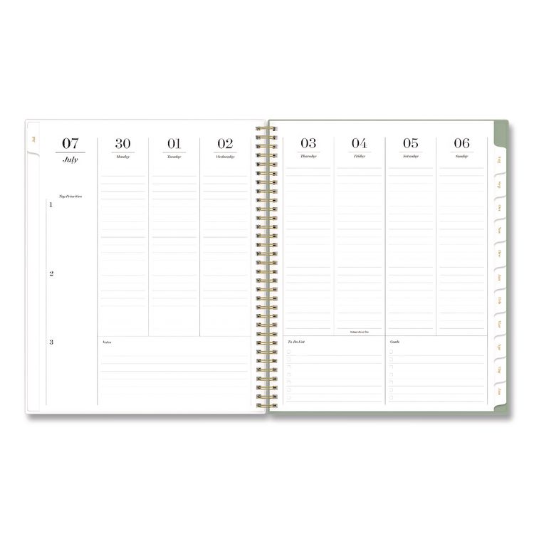 BLUE SKY Sincerely Jules Kyla Green Academic Year Weekly/Monthly Planner, 11 x 8.5, Green/White Cover, 12-Month: July 2025 - June 2026 (BLS155339)