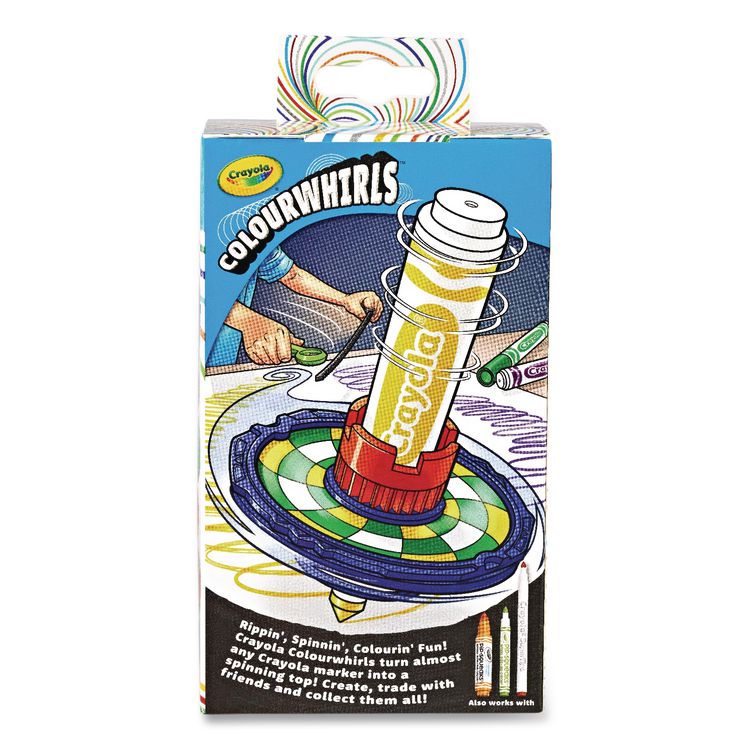 BINNEY & SMITH / CRAYOLA Colourwhirls Toy with (1) Rip-Cord Spinner and (1) Ultra-Clean Washable Marker, Ages 6 and Up, 4 Pieces (CYO747645)