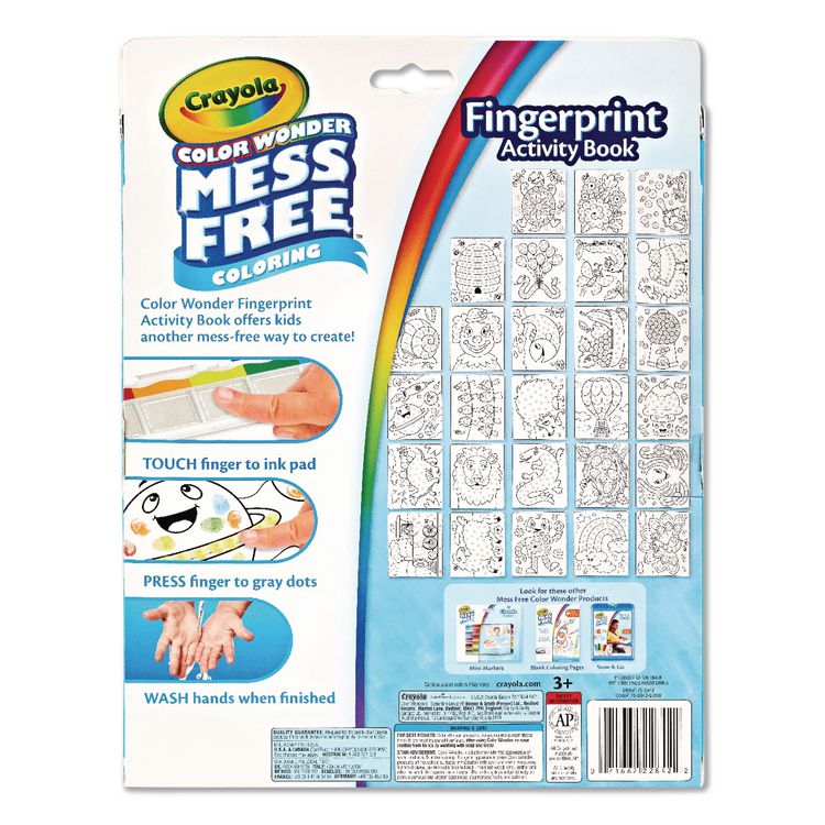 BINNEY & SMITH / CRAYOLA Color Wonder Mess Free Coloring Fingerprint Activity Book, Ages 3 and Up, 27 Pages (CYO752842)