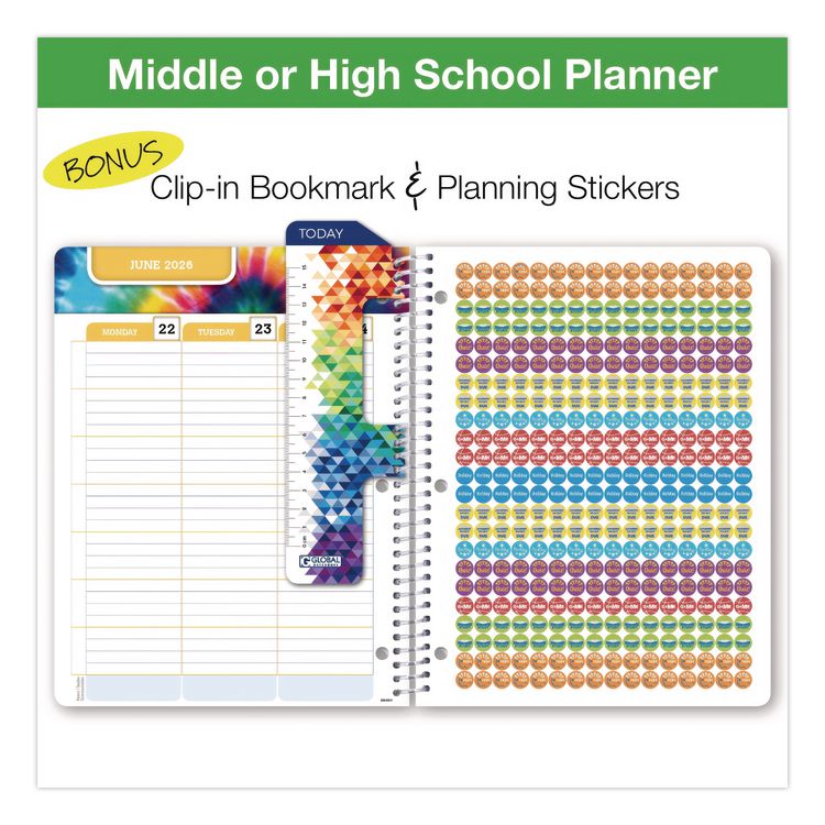 EXCELLO GLOBAL PRODUCTS Rainbow Silhouette Middle/High School Student Planner, 11-Months: Seven-Subject Day, Multicolor Cover, 11 x 8.5, 2025 to 2026 (GPUNAD26SM85111)