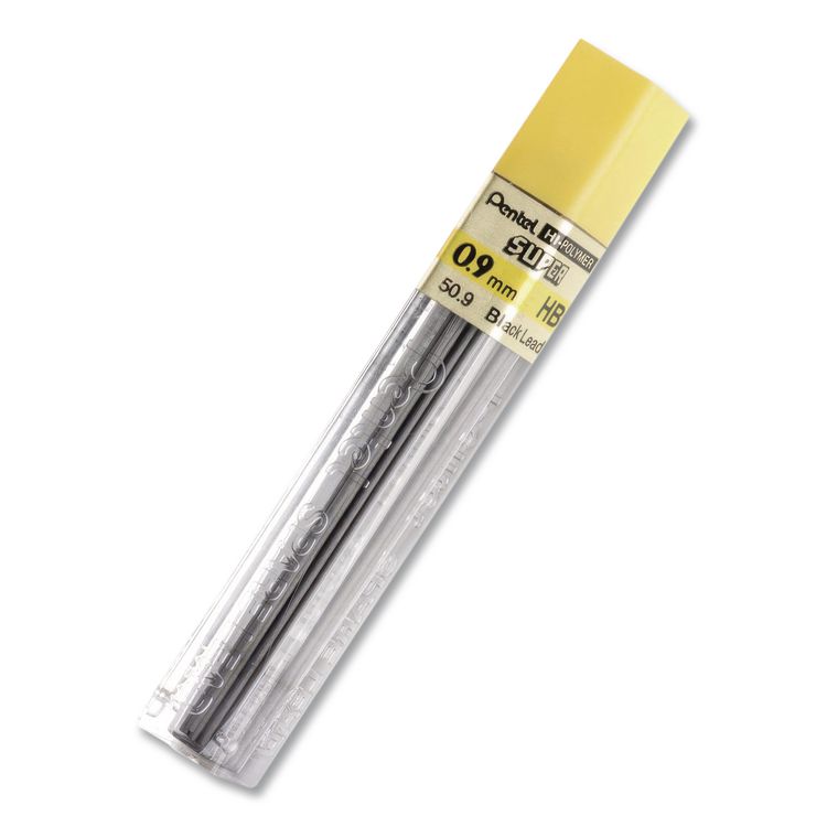 PENTEL OF AMERICA Super Hi-Polymer Lead Refills, 0.9 mm, HB, Black, 15 Leads/Tube, 3 Tubes/Pack (PEN509HBPK)
