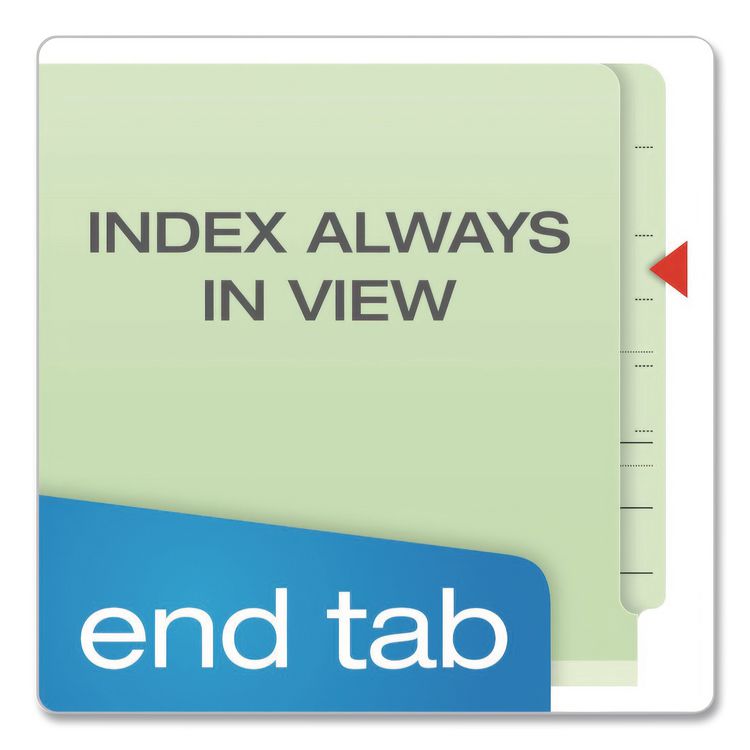 TOPS BUSINESS FORMS Heavy-Duty Pressboard End Tab Classification Folders, Expands 2.5", 2 Dividers, 6 Fasteners, Letter Size, Light Green, 10/Box (PFX23224R)