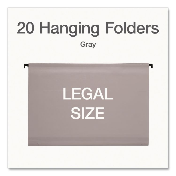TOPS BUSINESS FORMS SureHook Reinforced Extra-Capacity Hanging Box File, Legal Size, 1/3-Cut Tabs, Light Gray, 20/Box (PFX1006980)