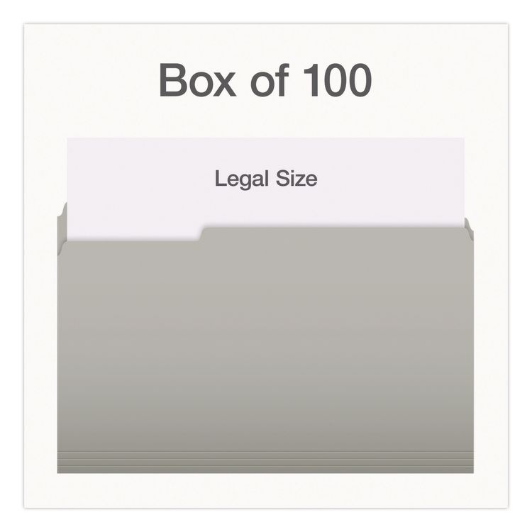 TOPS BUSINESS FORMS Double-Ply Reinforced Top Tab Colored File Folders, 1/3-Cut Tabs: Assorted, Legal, 0.75" Expansion, Gray, 100/Box (PFX1007032)