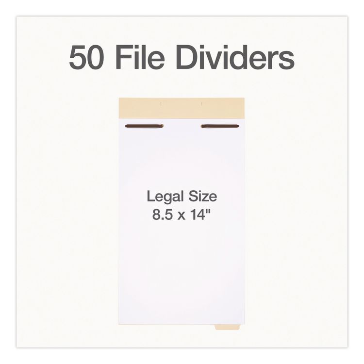 TOPS BUSINESS FORMS File Divider Set, End Tab: 1/5-Cut, 1 Fastener, Legal Size, Manila, 50/Pack (PFX1007068)