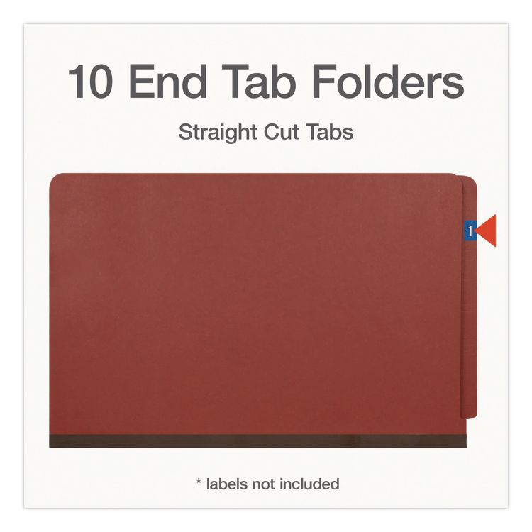 TOPS BUSINESS FORMS Heavy-Duty Pressboard End Tab Classification Folders, Expands 2", 2 Dividers, 6 Fasteners, Legal Size, Brown, 10/Box (PFX1007076)