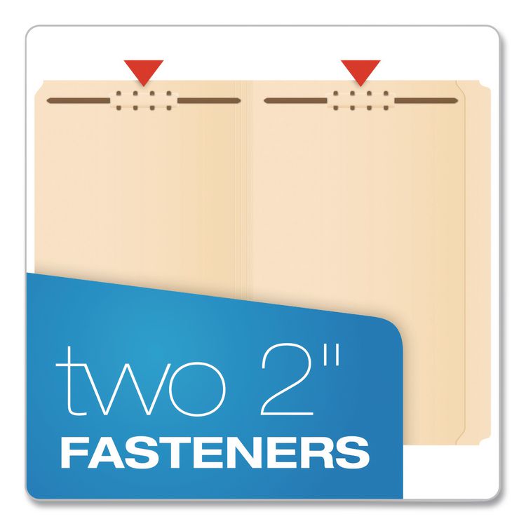 TOPS BUSINESS FORMS Manila Fastener Folders, Reinforced Straight Tab, 2 Fasteners, Legal Size, Manila, 50/Box (PFXFM312EE)