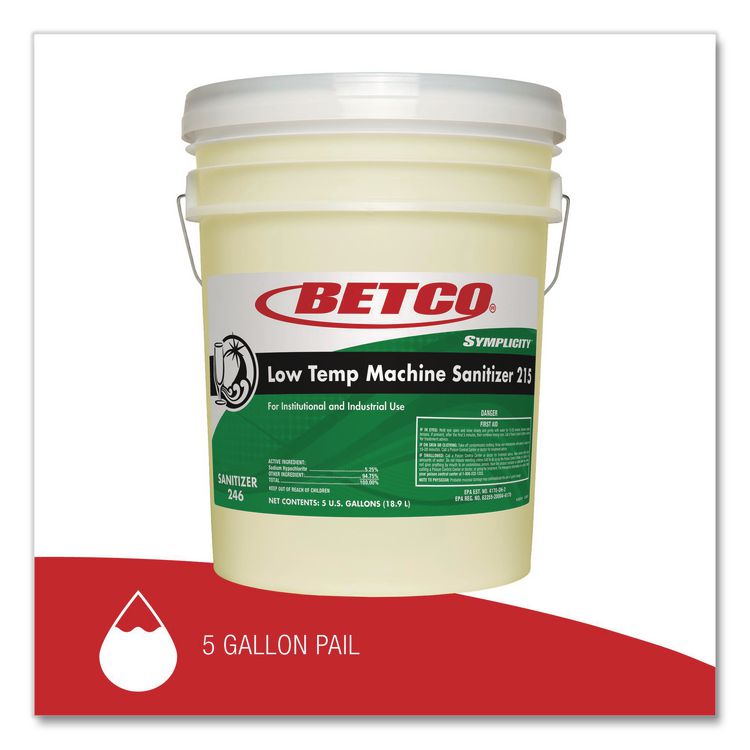BETCO CORPORATION Symplicity Low Temp Machine Sanitizer, Chlorine Scent, 5 gal Pail (BET2467800)