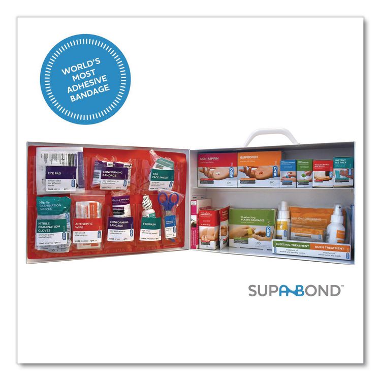 AERO HEALTHCARE 80 Series Class A 2-Shelf First Aid Cabinet - Meds, 80 Person, 479 Pieces, Metal Case (AOHSF80AMT)