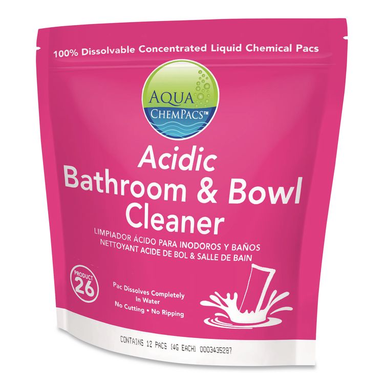 DIVERSEY Aqua ChemPacs Acidic Bathroom and Bowl Cleaner, Lavender Scent, 12 ChemPacs/Pack, 4 Packs/Carton (DVO9320870)