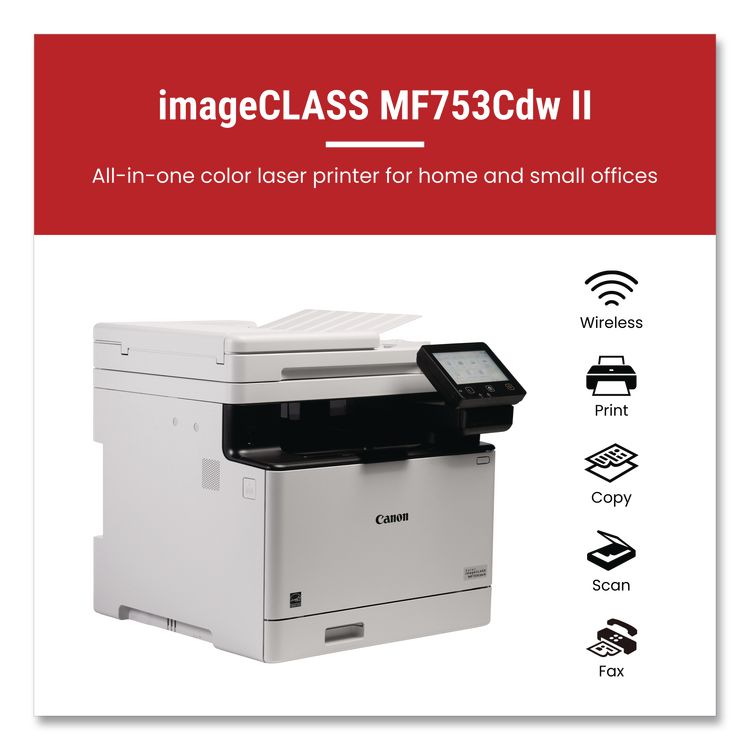 CANON COMPUTER SYSTEMS CCSI imageCLASS MF753Cdw II, Wireless Multifunction Laser Printer, Copy/Fax/Print/Scan (CNM7185C011)