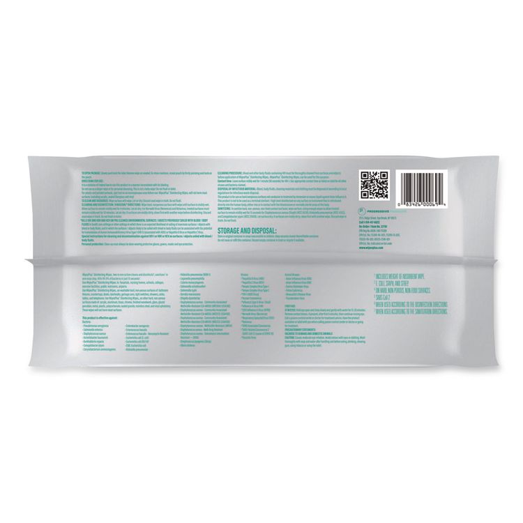 CFS BRANDS WipesPlus Disinfecting Surface Wipes, Flat Pack, 1-Ply, 7 x 8, Lemon Scent, White (CFS37701EA)